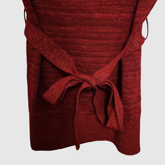AB Studio Red Metallic Knit Cowl Neck Sweater Top Size Small - Picture 2 of 7